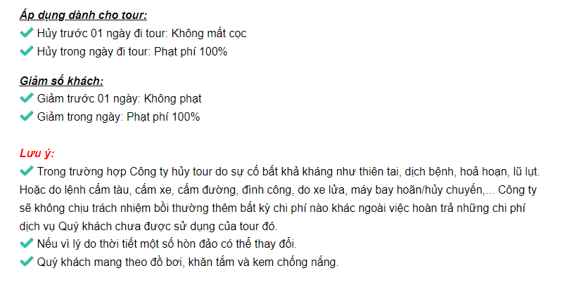 Chính sách hoàn hủy tour tại Sun Việt Travel